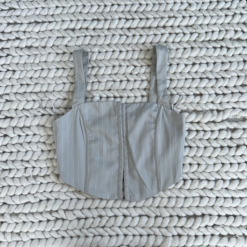 Peppermayo Exclusive - Mia Suit Bustier - Stone Pinstripe NWT